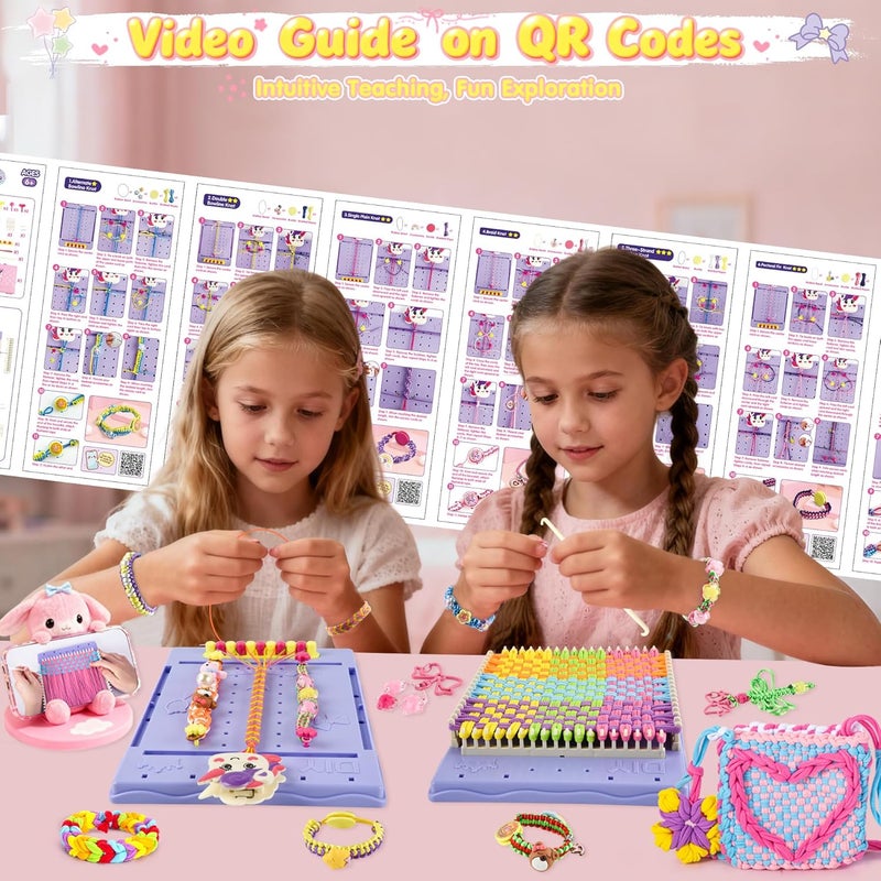 Nicella Multi-Functional 400+ Pcs Friendship Bracelet Making Kit for Girls,Weaving Loom Kit Toys, Craft Kits for Kids,Age 6-12 Year Old Girls Gifts Ideas, Bracelet & Coaster & Bag Weaving Making kit - Image 5